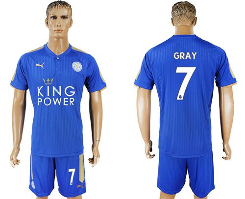Leicester City #7 Gray Home Soccer Club Jersey - Click Image to Close